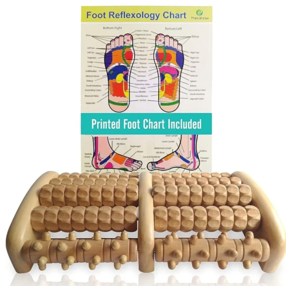 THERAFLOW Massager Foot Roller with Reflexology Chart